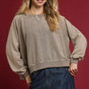Umgee Mineral Wash French Terry Sweatshirt - MUSHROOM