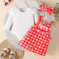 Children's Ruffled Bodysuit and Gingham Dress Set with Headband - Farnelli