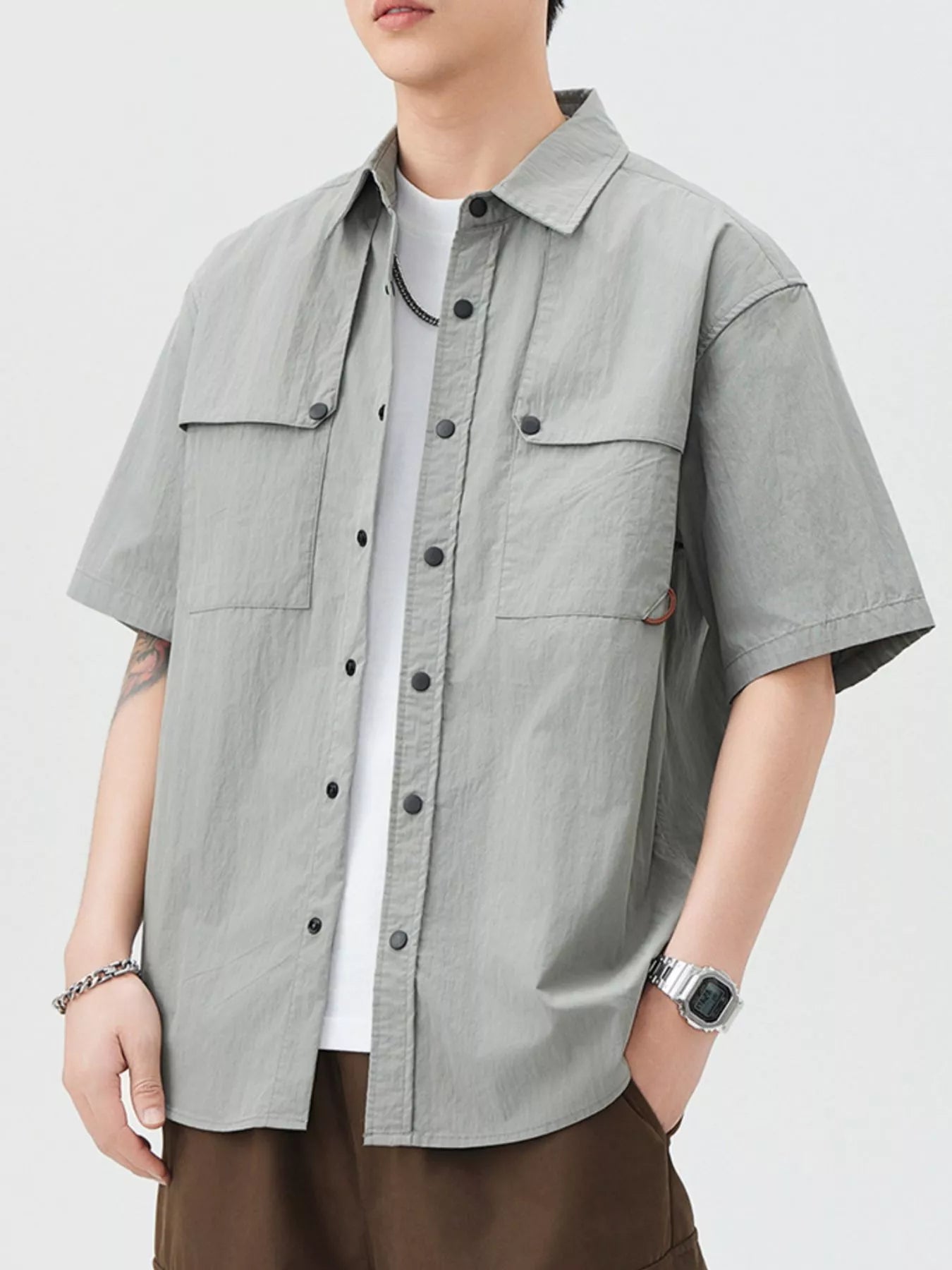 Men's Button Up Short Sleeve Shirt - Farnelli
