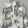 Men's Plus Size Abstract Print Long Sleeve Casual Shirt - Grey