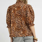 Umgee Full Size Leopard Print Ruffle Neck Blouse Plus Size - Farnelli
