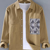 Men's Plus Size Button Up Long Sleeve Shirt - Caramel