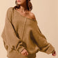 SO ME Loose Fit Exposed Seam Slouchy Boucle Sweater - Farnelli