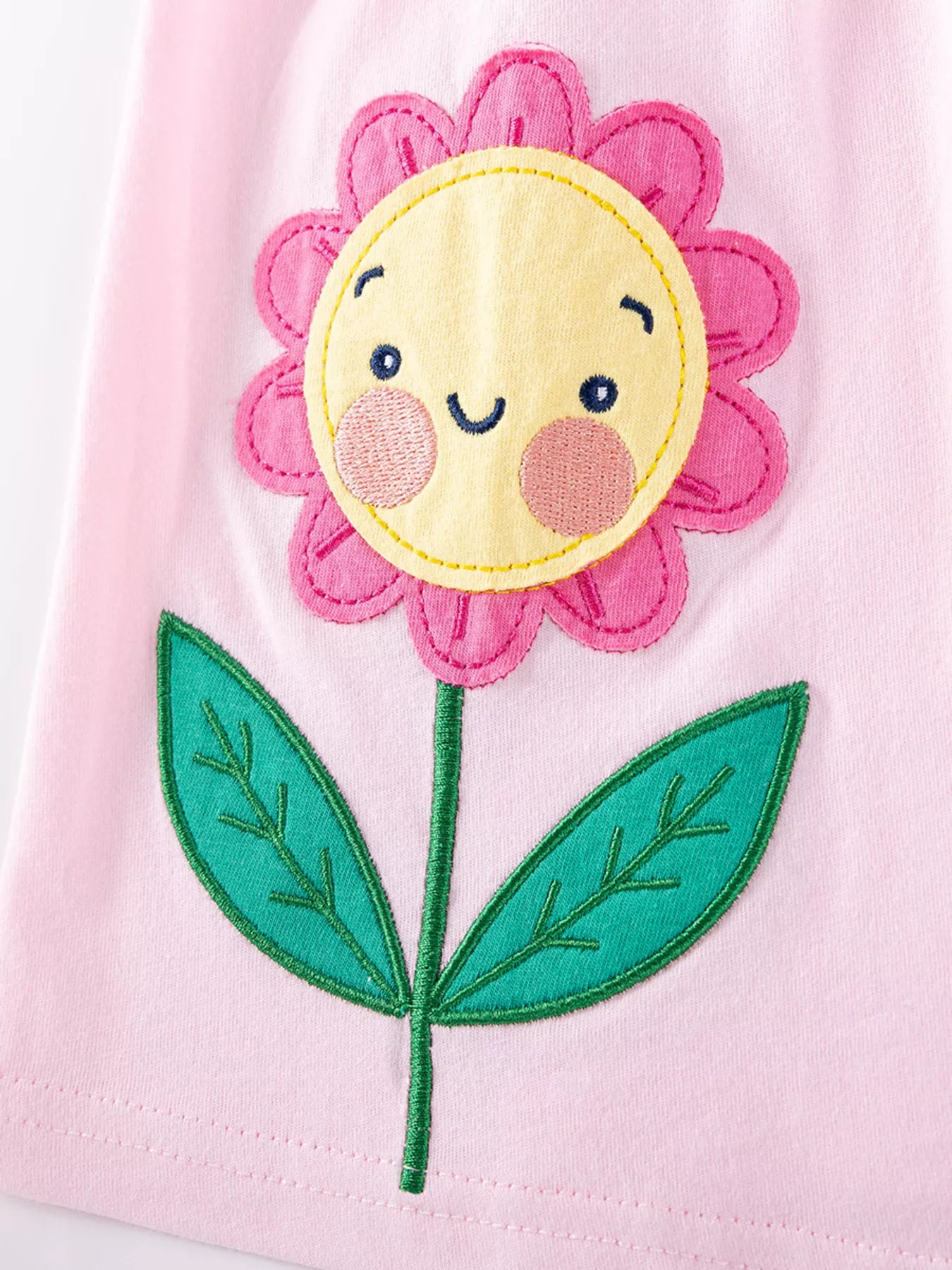 Children's Flower Appliqué Top & Rainbow Print Capri Set - Farnelli