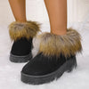 Furry Trim Platform Winter Boots - Black