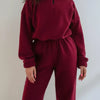 Quarter Zip Sweatshirt and Pants Set - Burgundy