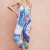 BiBi Tie Dye Knit Mid-length Casual Jumpsuit - LAVENDER/BLUE