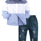 Children's Color Block Shirt & Ripped Jeans Set - Farnelli