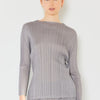 Marina West Swim Pleated Long Sleeve Boatneck Top - Gray