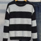Men's Plus Size Striped Fuzzy Knit Pullover Sweater - Farnelli
