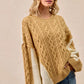 BiBi Cable Knit With Hacci Combo Sweater With Uneven Hem Detail - Farnelli