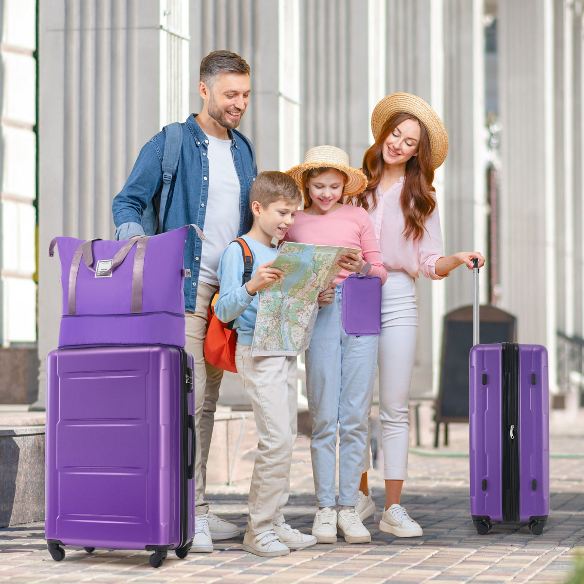 HouseOfZazla expandable 2-piece luggage set with TSA lock and spinner wheels in multiple colors