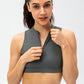 Full Size Cropped Cutout Back Zipper Front Active Tank Top - Farnelli