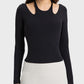 Millennia Halter Neck Long Sleeve Sporty Top - Farnelli