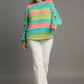 Umgee Full Size Color Block Cable Knit Sweater with Pom Pom Plus Size - Farnelli