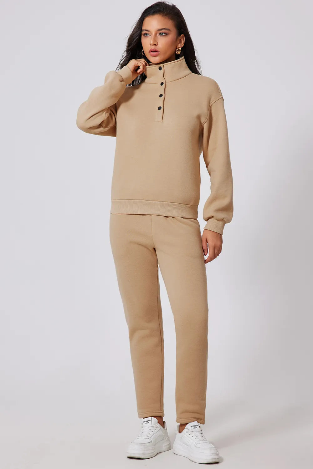 Half Snap Turtleneck Top and Pants Active Set - Farnelli