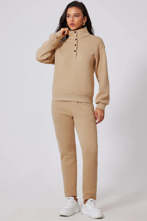 Half Snap Turtleneck Top and Pants Active Set - Farnelli