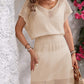 Openwork V-Neck Short Sleeve Cover-Up Dress - Farnelli