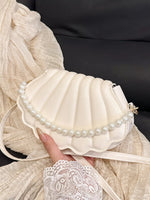 Shell-Shaped Pearl Decor Crossbody Bag - Farnelli