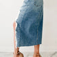 Distressed Asymmetrical Denim Skirt with Frayed Hem - Farnelli