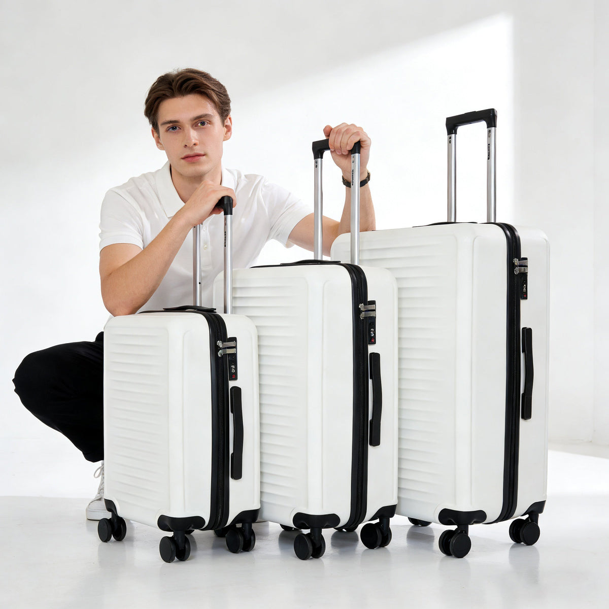 HouseOfZazla lightweight 3-piece hard shell luggage set with spinner wheels in multiple colors