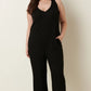 Mittoshop Rib Knit V-Neck Cross Back Jumpsuit - Farnelli