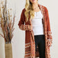 ADORA Full Size Fringe Hem Aztec Border Cardigan Plus Size - Farnelli