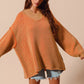SO ME Oversized Two Tone Textured V Neck Sweater - Farnelli