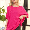 ADORA Drop Shoulder Loose Fit Knit Tunic Top - FUCHSIA
