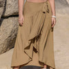 Plus Size High-Low Skirt with Tie Detail - Camel