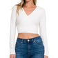Zenana Ribbed Surplus Waist Band Long Sleeve Top - Farnelli