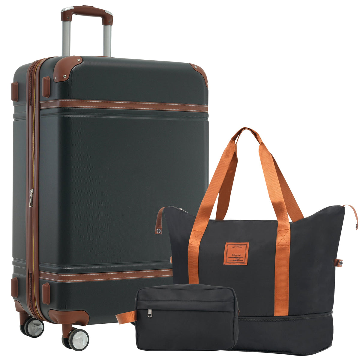 HouseOfZazla lightweight hardshell luggage set in black or white with TSA lock