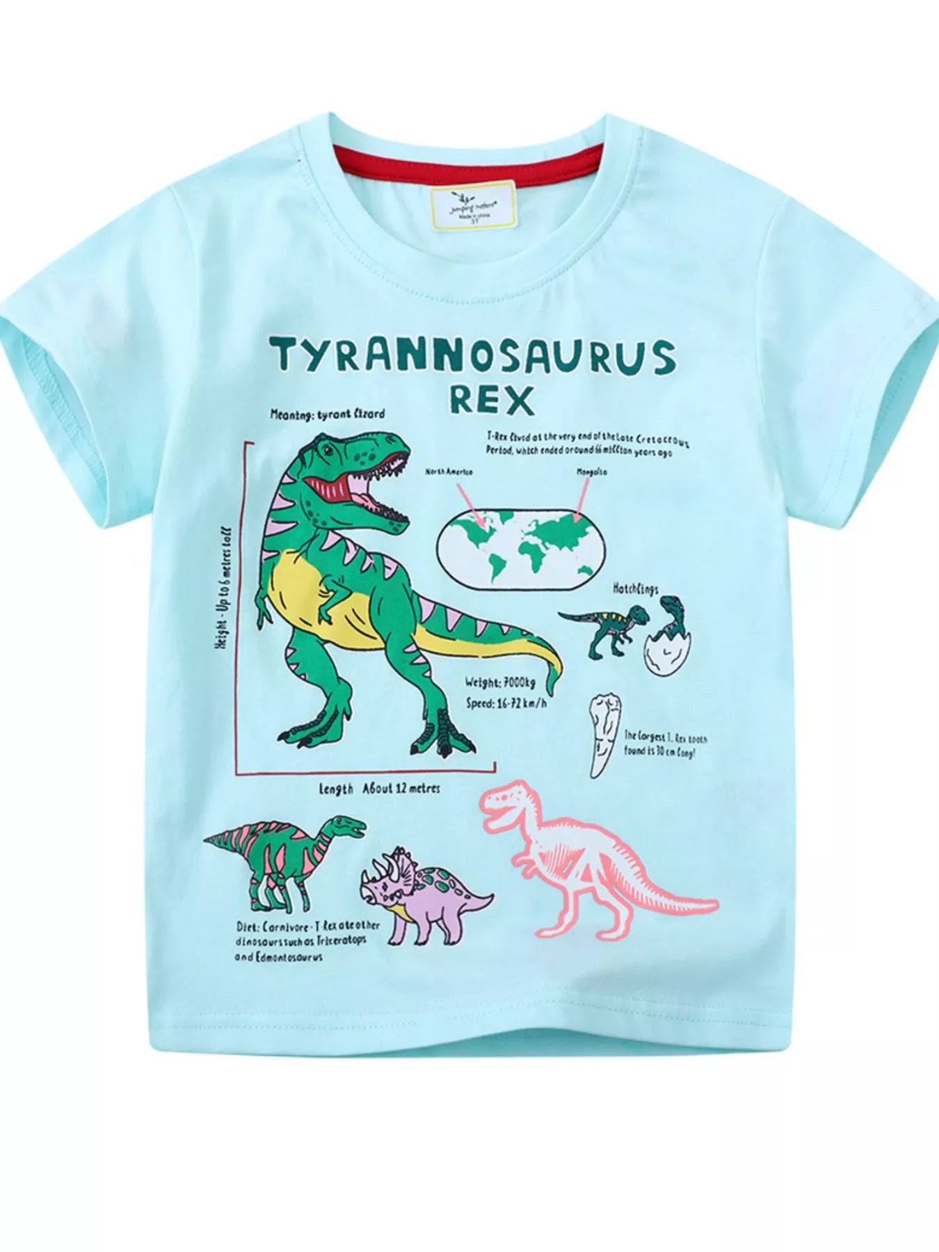 Children's Dinosaur Graphic Short Sleeve T-Shirt - Farnelli