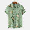 Men's Plus Size Floral Print Short Sleeve Button Down Shirt - Gum Leaf