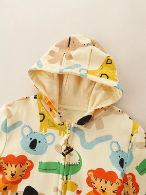 Children's Animal Print Zip-Up Hoodie - Farnelli