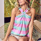 BiBi Multi Color Plaid Brushed Neck Tank - Farnelli