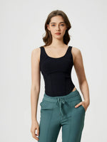 Millennia Round Neck Wide Strap Active Tank with Detachable Chest Pads - Farnelli