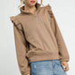 Umgee Cable Knit Textured Pullover with Ruffle Shoulders - Farnelli