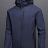 Men's Plus Size Zip Up Long Sleeve Hooded Jacket - Dark Blue