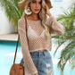 Hollow Out Boat Neck Flare Sleeve Cover-Up - Farnelli