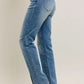 Judy Blue Full Size High Waist Vintage Wash Front Seam & Slit Straight Plus Size - Farnelli