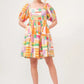 And The Why Square Neck Puff Sleeve Geo Printed Mini Dress - Farnelli