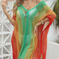 Openwork Contrast V-Neck Cover-Up - Farnelli