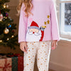Children's Santa Top and Star Pants Pajama Set - Blush Pink