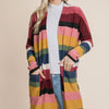 BOMBOM Color Block Striped Open Front Cardigan - Multi