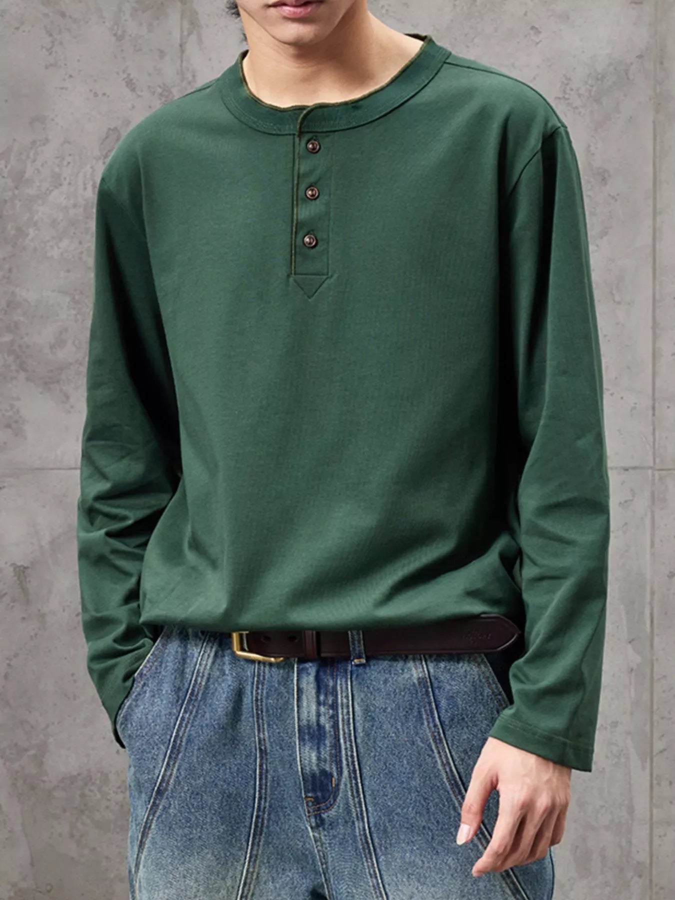 Men's Plus Size Casual Henley Long Sleeve T-Shirt - Farnelli