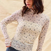 SO ME Floral Print Textured Long Sleeve Knit Top - IVORY