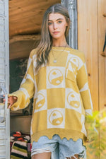 And The Why Checkerboard Sweater with Yin Yang Pattern - Farnelli