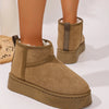 Platform Winter Ankle Boots with Cozy Fleece Lining - Camel