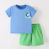Children's Shark Graphic Tee and Shorts Set - Sky Blue